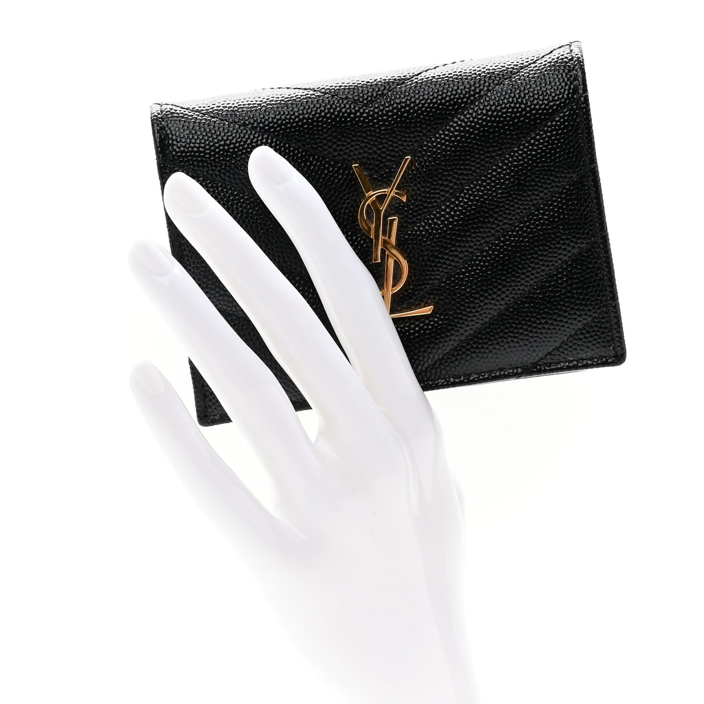 Grain De Poudre Matelasse Chevron Monogram Card Case Black