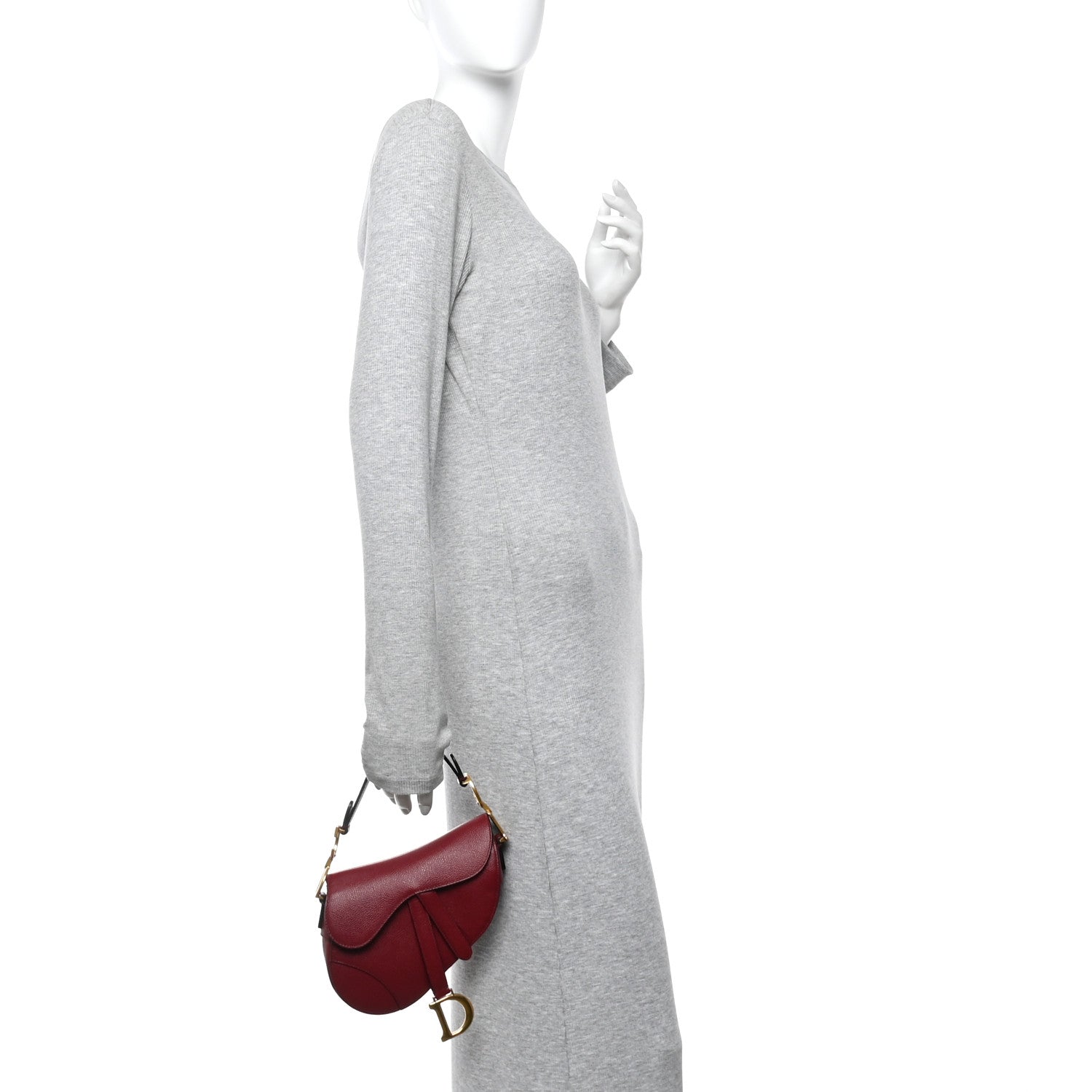 Christian Dior Grained Calfskin Mini Saddle Bag Red 2 of 11