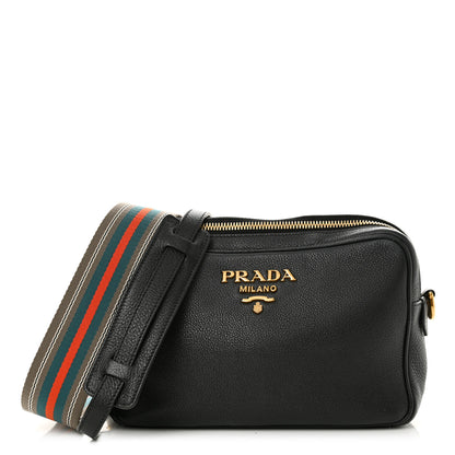 Prada Vitello Daino Medium Double Zip Shoulder Bag Black 1 of 12