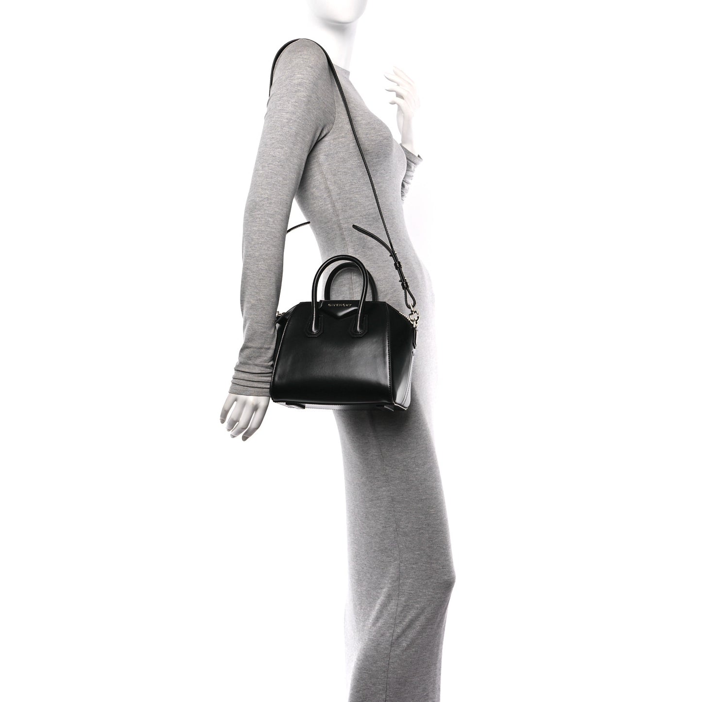 Shiny Lord Calfskin Mini Antigona Black