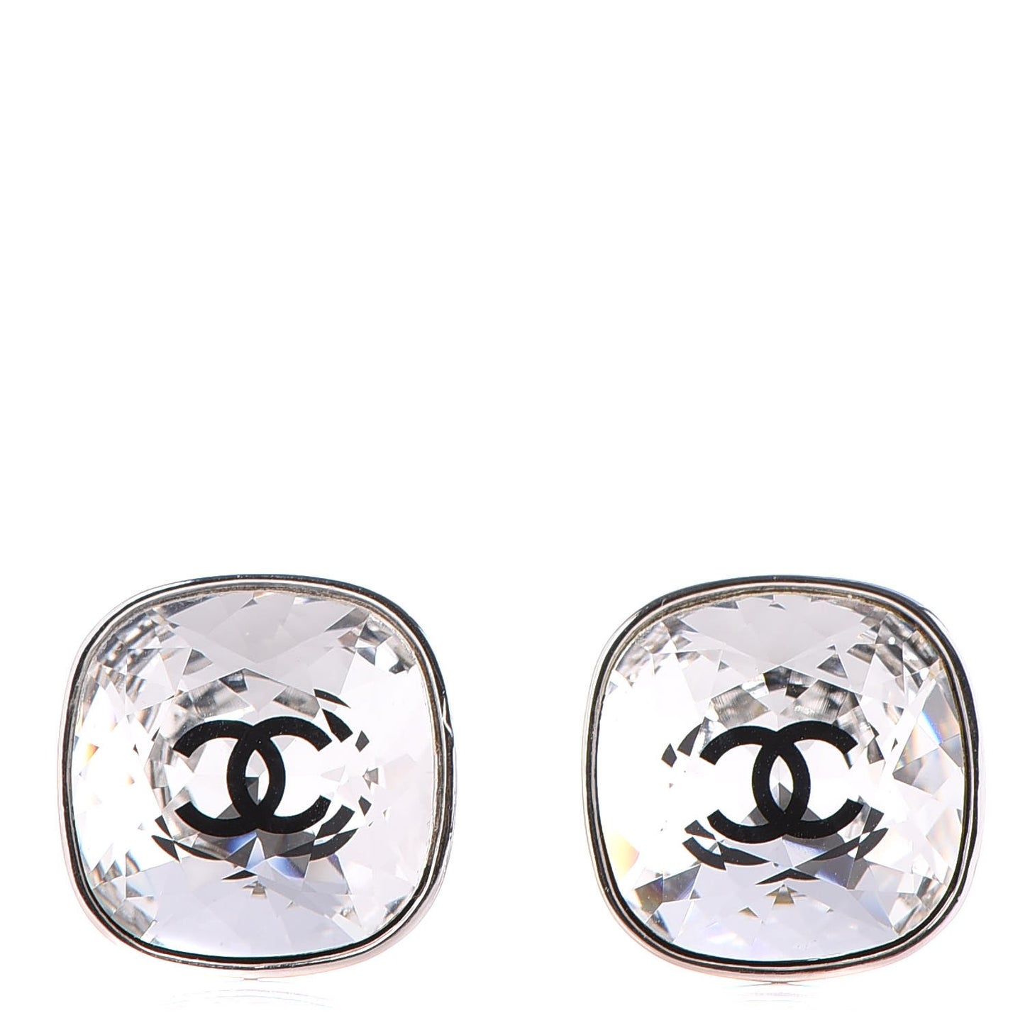 Crystal CC Clip On Earrings Silver