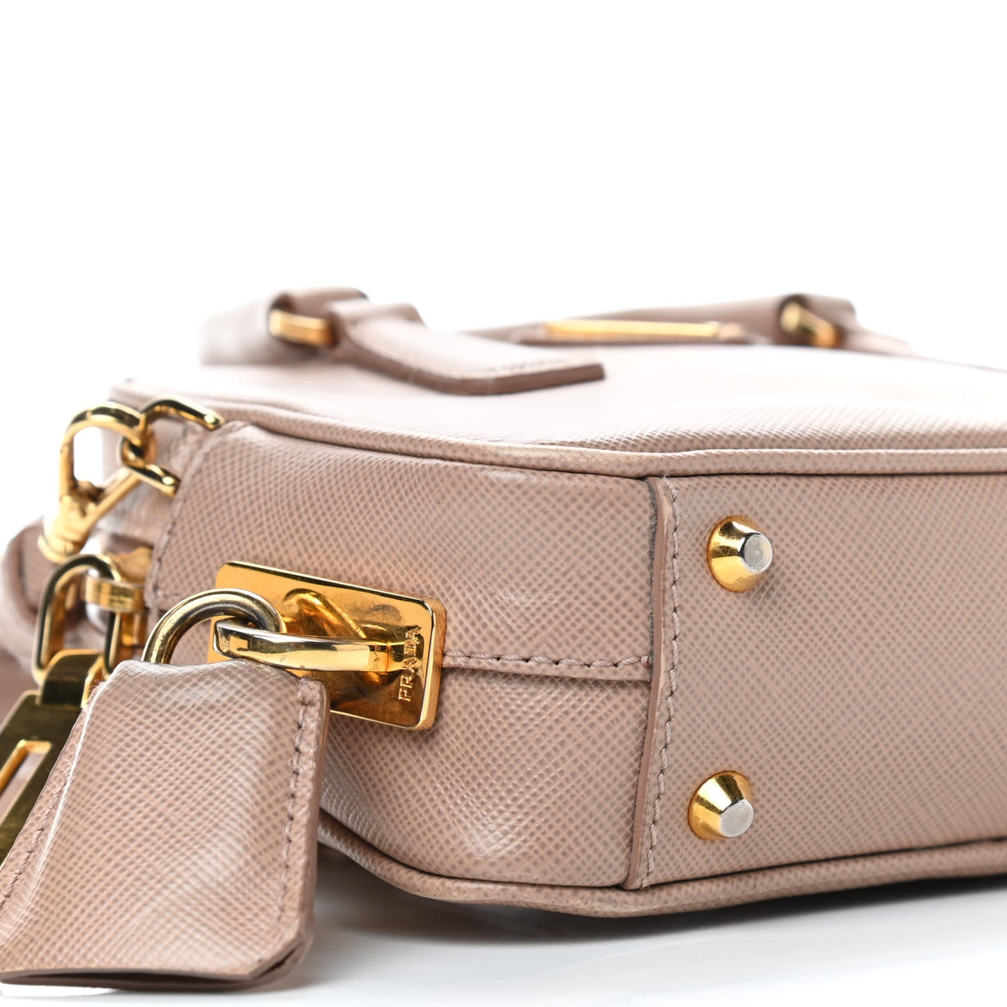 Saffiano Lux Mini Top Handle Crossbody Cammeo