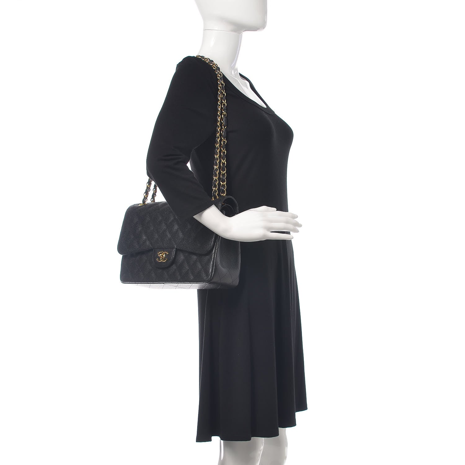 Chanel Caviar Quilted Jumbo Double Flap Black 3 of 10