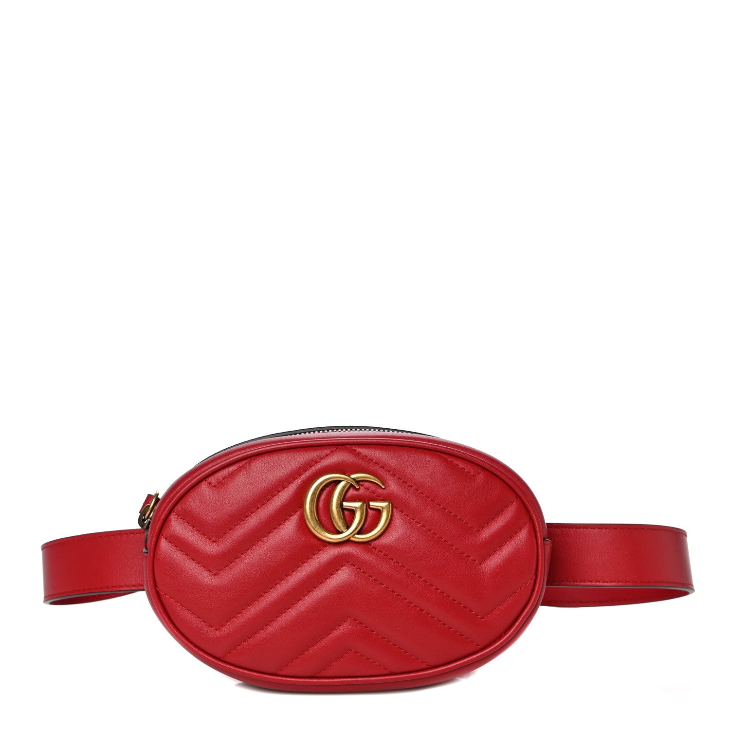 Gucci Calfskin Matelasse GG Marmont Belt Bag 75 30 Hibiscus Red 1 of 12