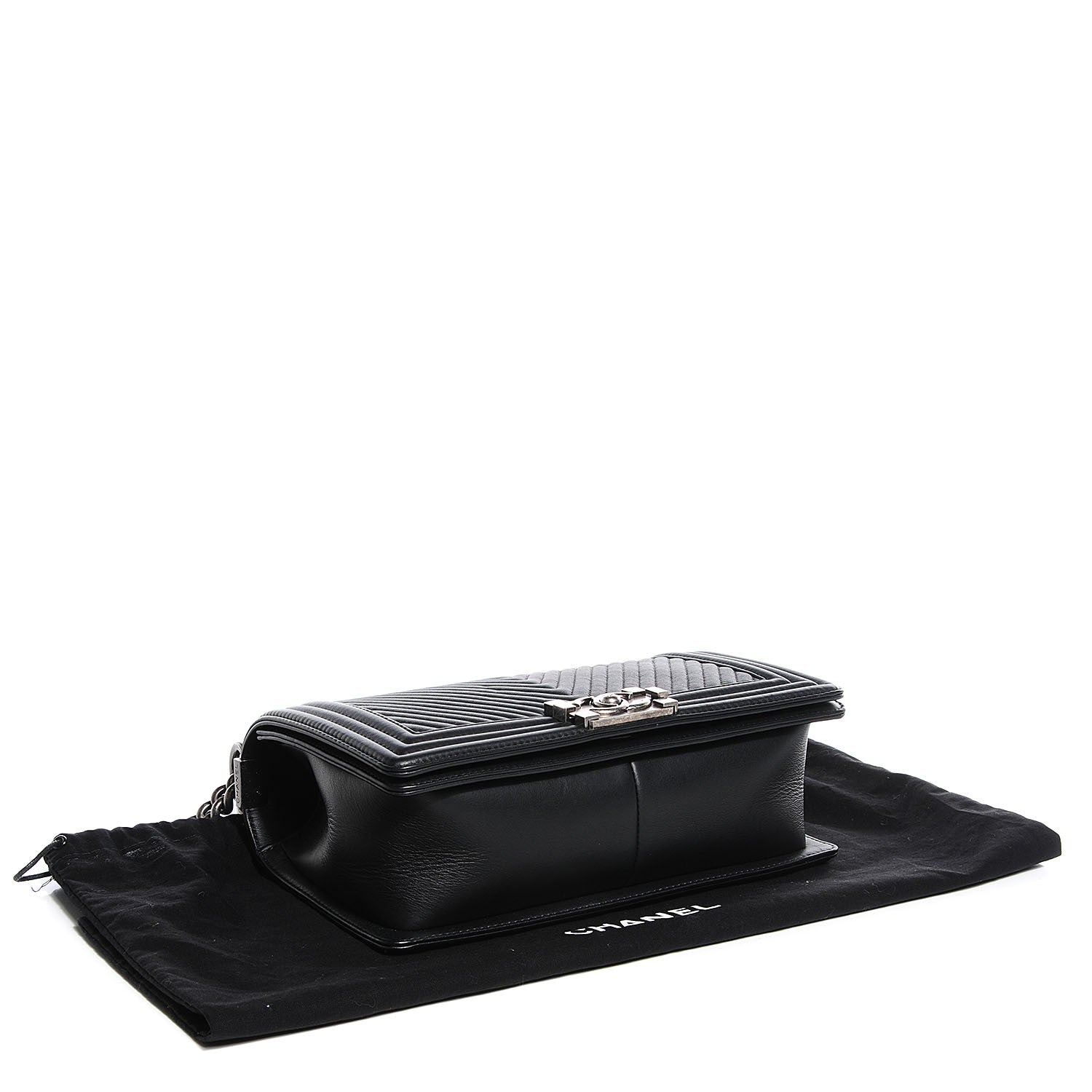 Chanel Calfskin Chevron Medium Boy Flap Black 4 of 8
