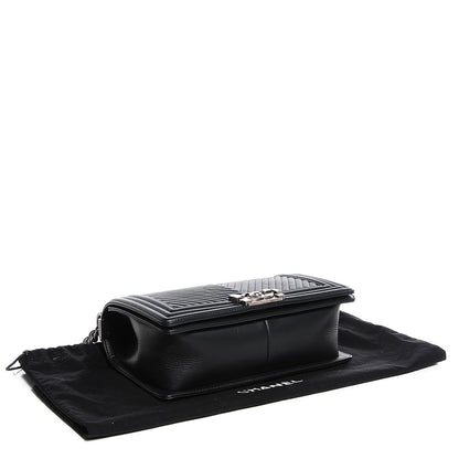 Chanel Calfskin Chevron Medium Boy Flap Black 4 of 8