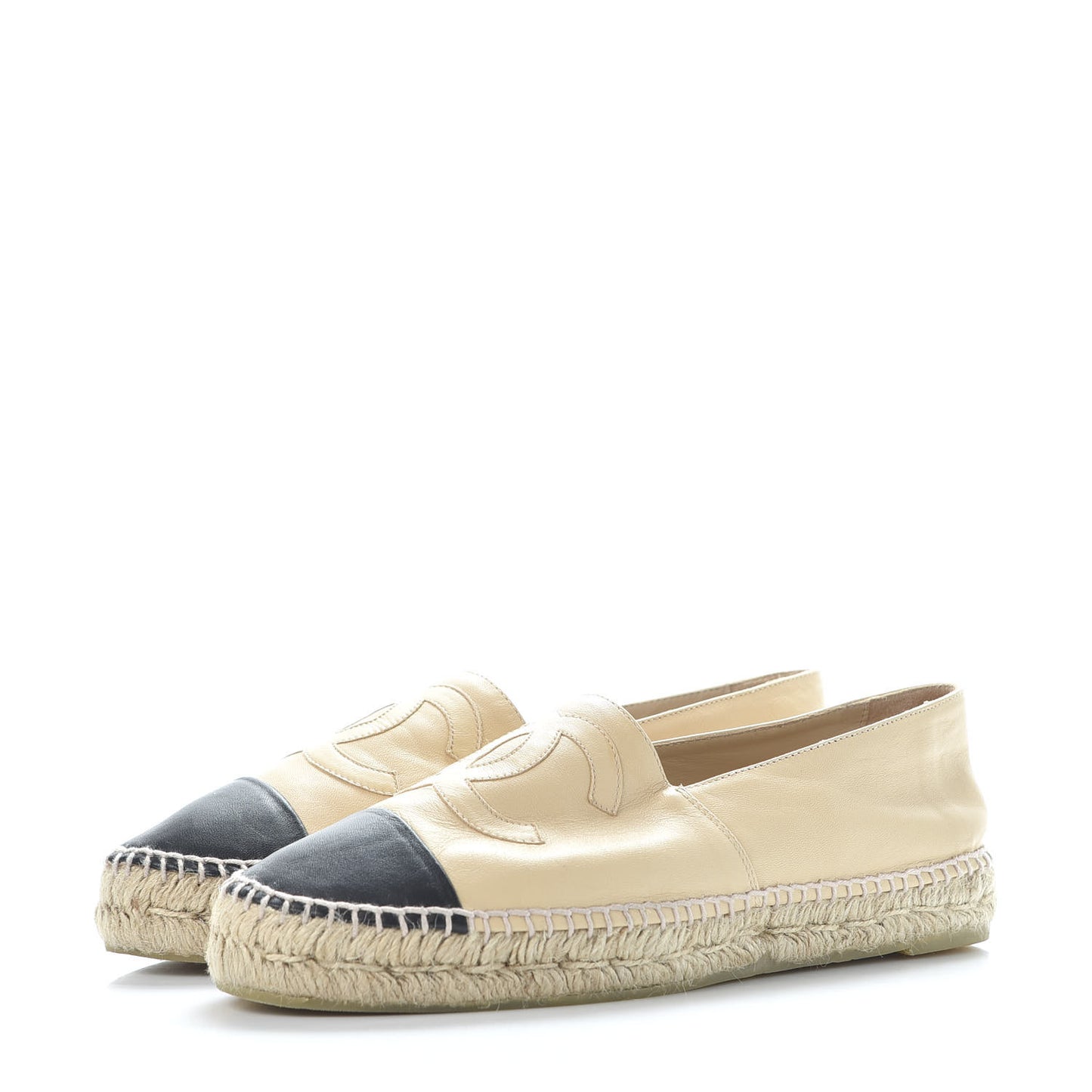 Lambskin CC Espadrilles 41 Beige Black