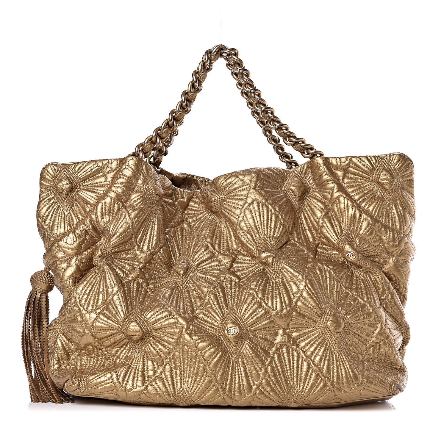 Calfskin Embroidered Ca D’Oro Tote Gold