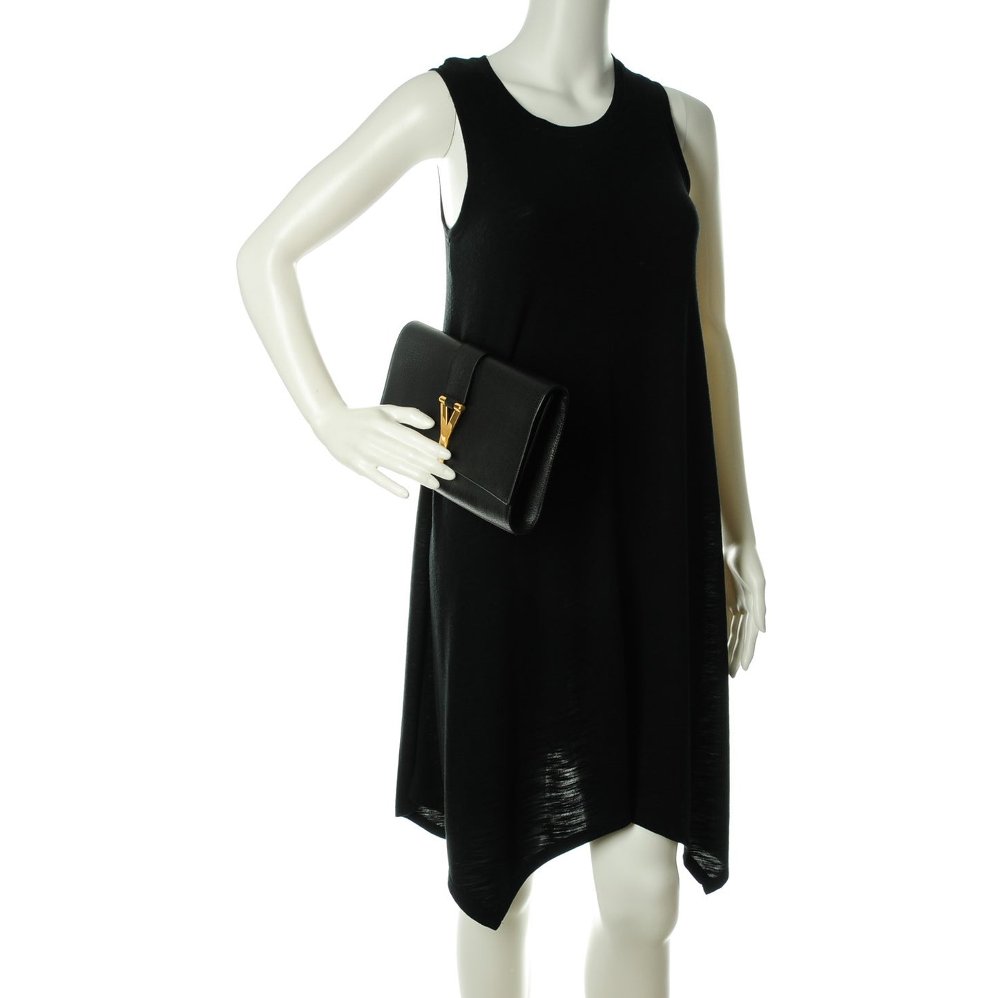 Textured Calfskin Classic Y Ligne Clutch Black