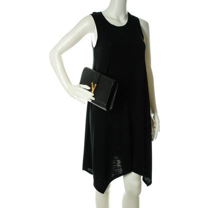 Saint Laurent Textured Calfskin Classic Y Ligne Clutch Black 2 of 8