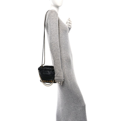 Chanel Shiny Crumpled Calfskin Quilted Pearl Mini Chanel 22 Black 2 of 10