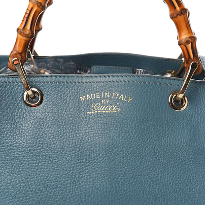 Gucci Pebbled Calfskin Medium Bamboo Shopper Tote Light Blue 15 of 15
