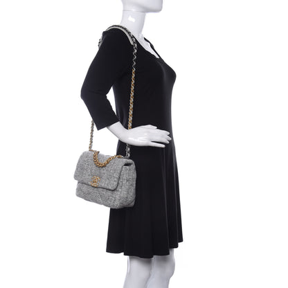 Chanel Tweed Quilted Medium Chanel 19 Flap Grey Ecru 2 of 12