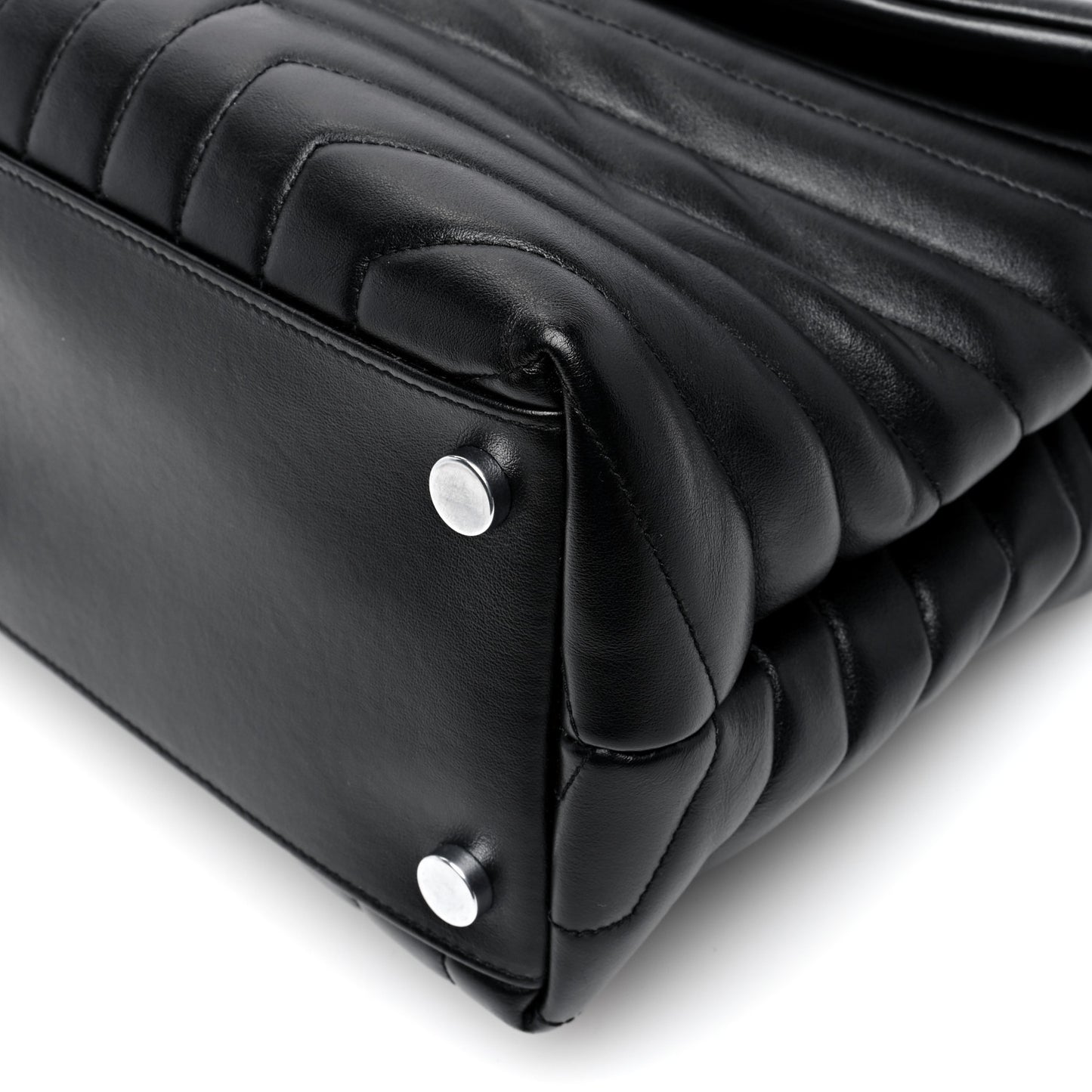 Calfskin Y Quilted Monogram Large Loulou Chain Satchel Black