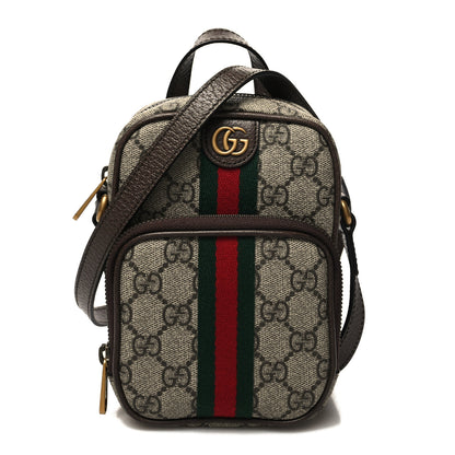 Gucci GG Supreme Monogram Web Mini Ophidia Double Zip Messenger Bag Beige New Acero 1 of 12