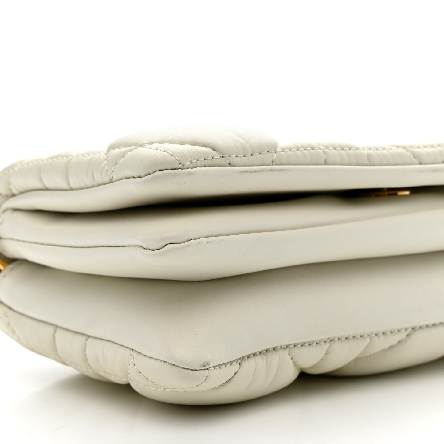 Calfskin Macrocannage Mini Caro Bag White