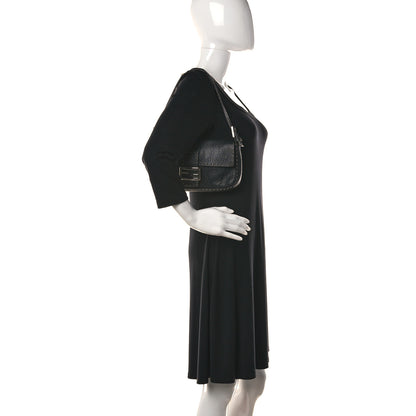 Fendi Calfskin Romano Selleria Baguette Black 2 of 11