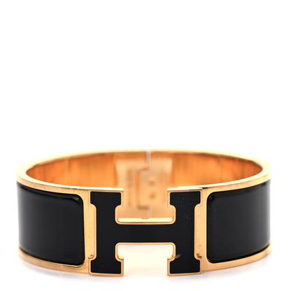 Hermes Enamel Wide Clic Clac H Bracelet PM Black 1 of 6