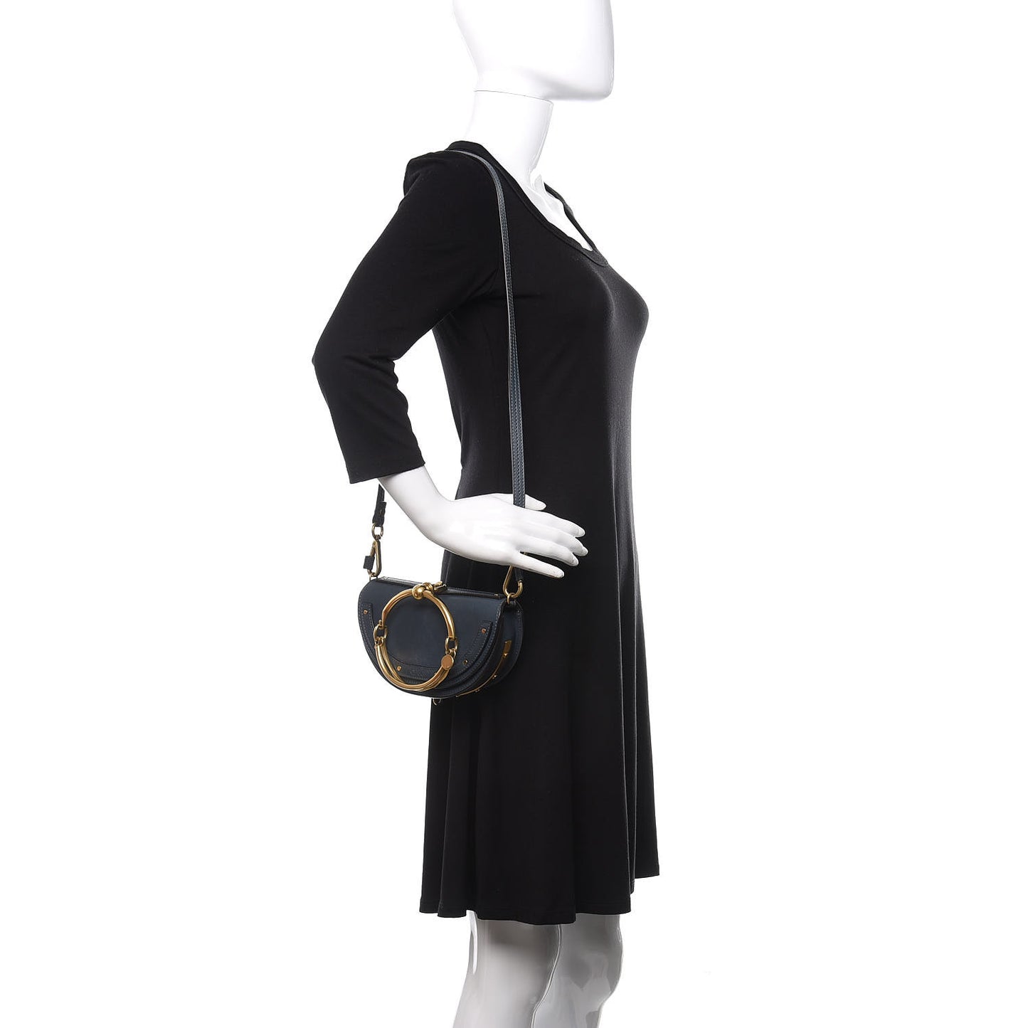 Calfskin Small Nile Bracelet Minaudiere Bag Silver Blue