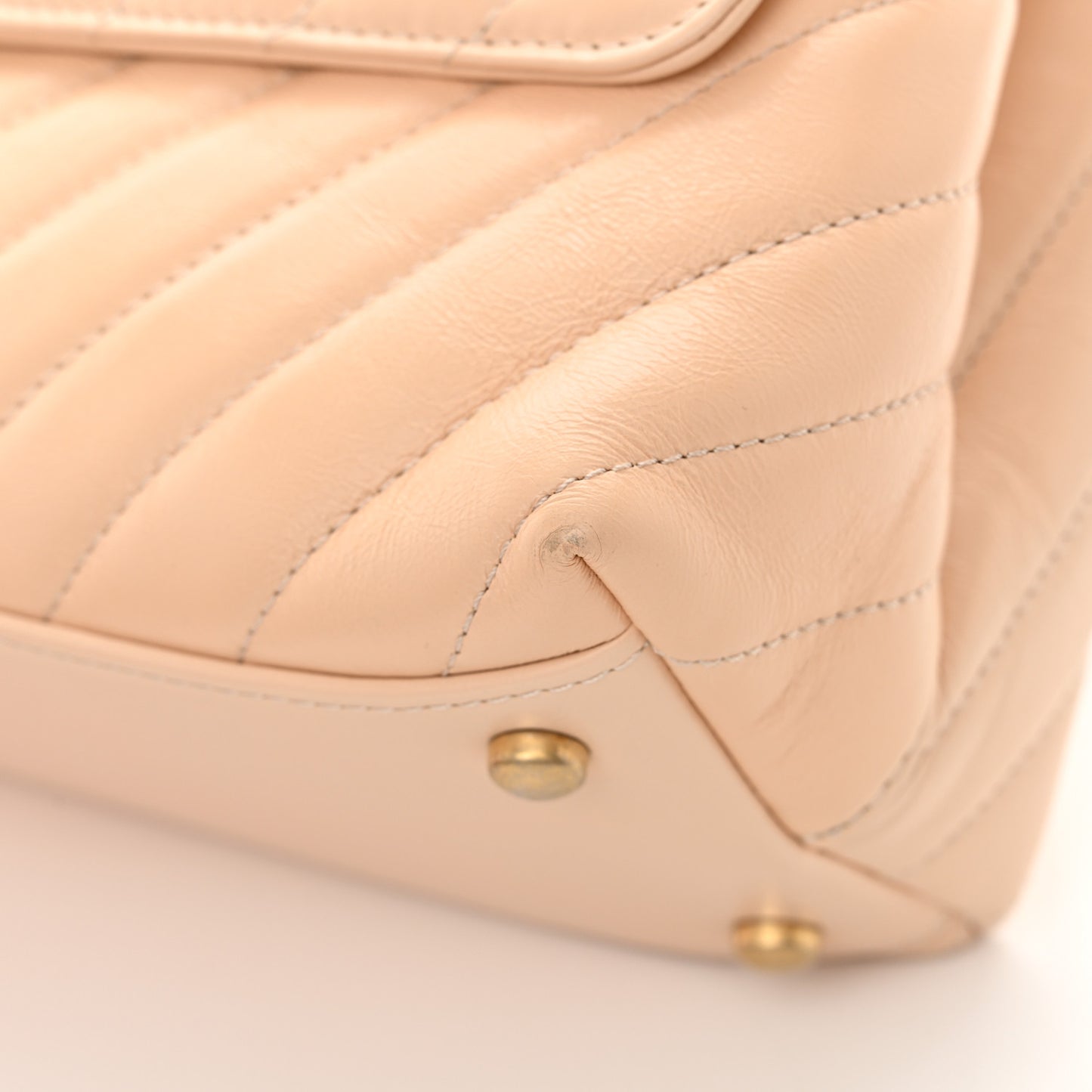 Calfskin Chevron Quilted Medium Coco Handle Flap Beige