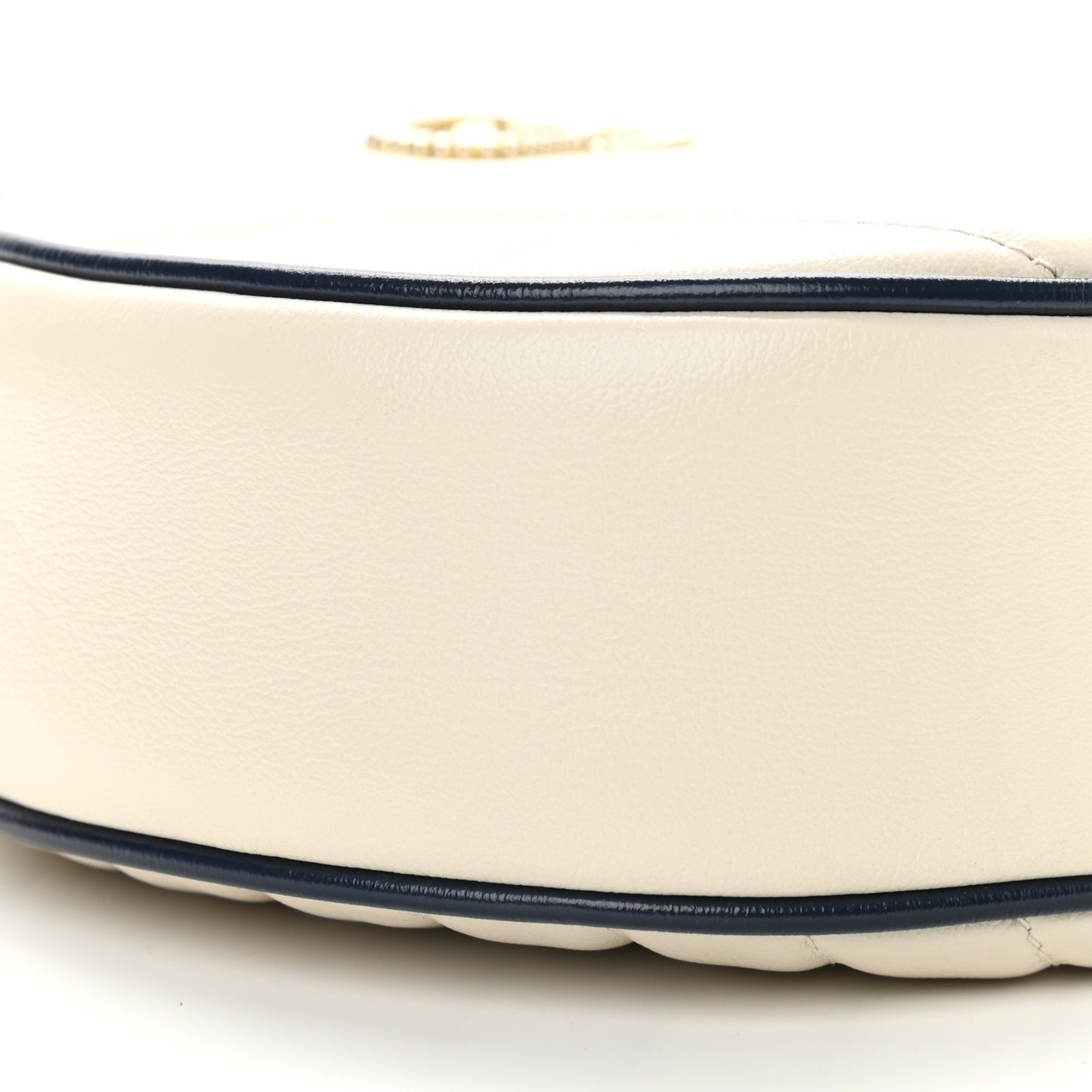 Azalea Calfskin Matelasse Diagonal Mini Torchon GG Marmont Round Shoulder Bag Mystic White Blue Agata