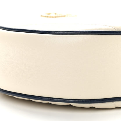 Gucci Azalea Calfskin Matelasse Diagonal Mini Torchon GG Marmont Round Shoulder Bag Mystic White Blue Agata 8 of 9