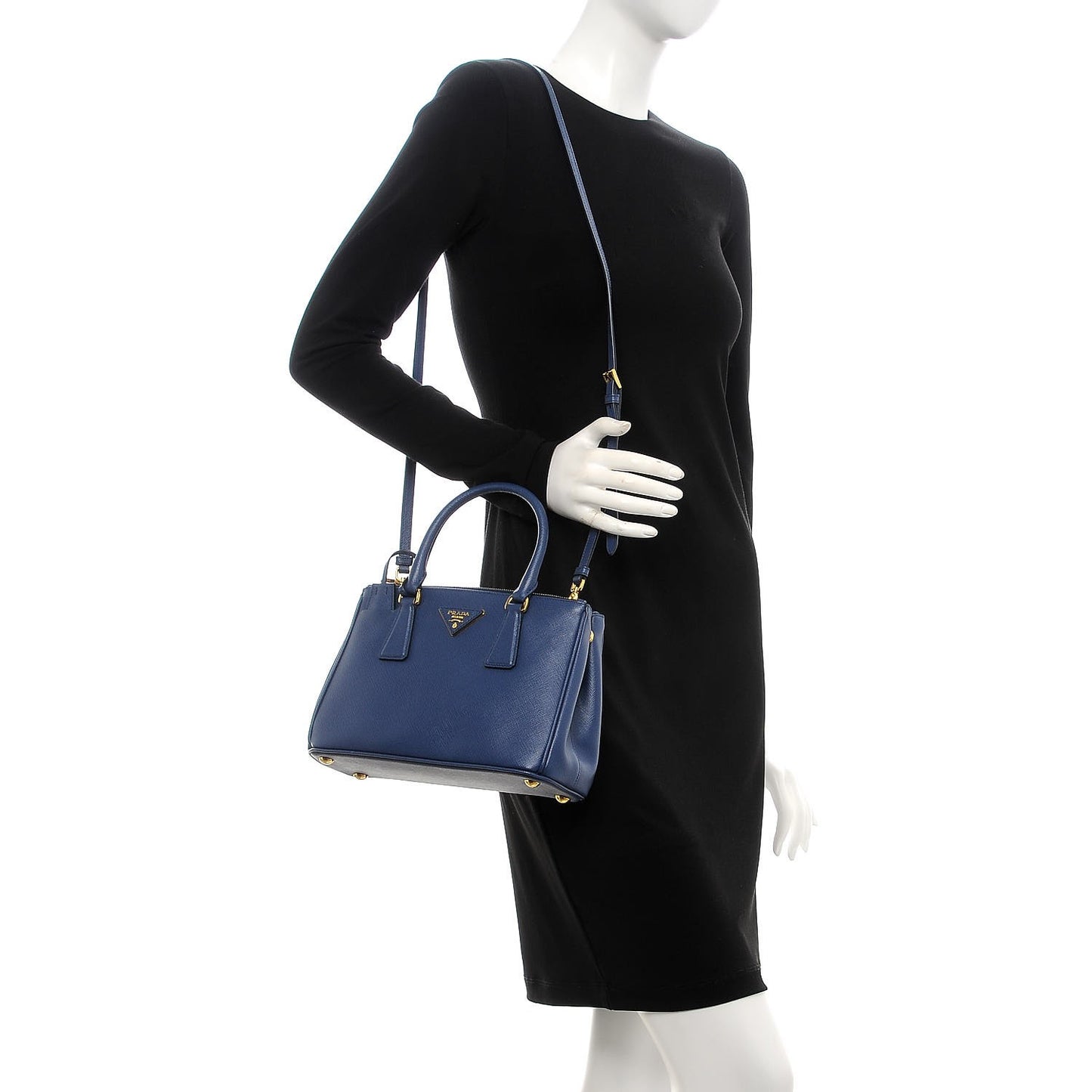 Saffiano Mini Galleria Double Zip Tote Bleuette