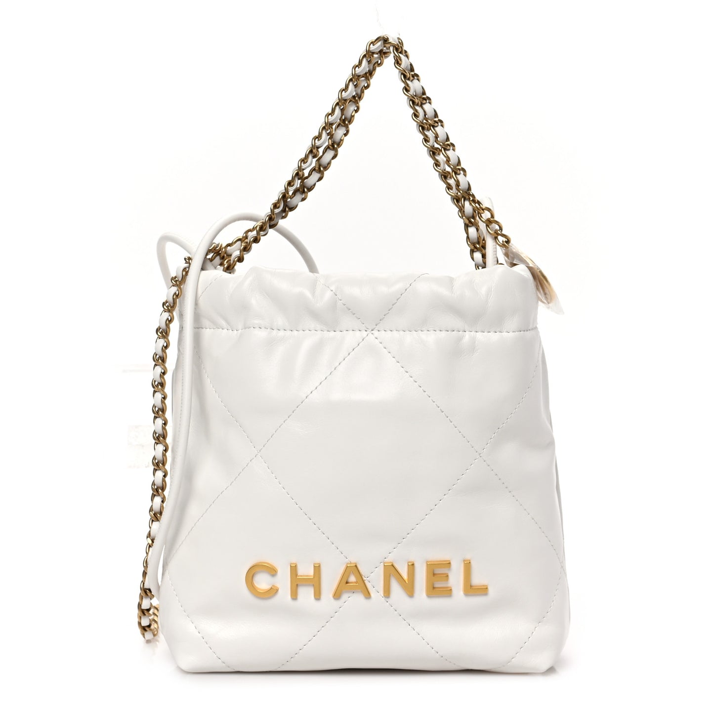 Shiny Calfskin Quilted Mini Chanel 22 White