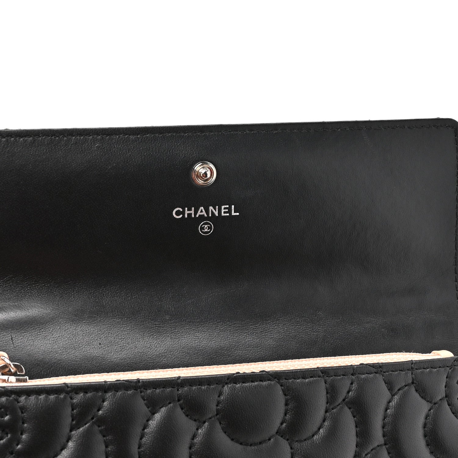 Chanel Lambskin Embossed Camellia Flap Wallet Black 8 of 12