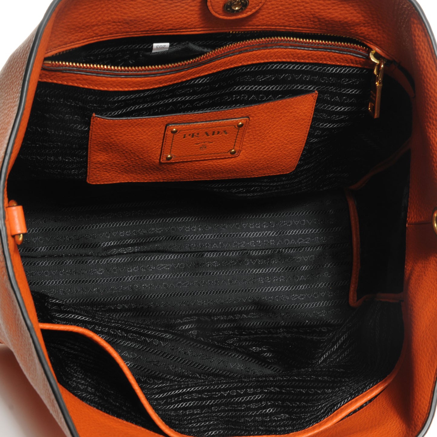 Vitello Daino Leather Shopping Tote Papaya