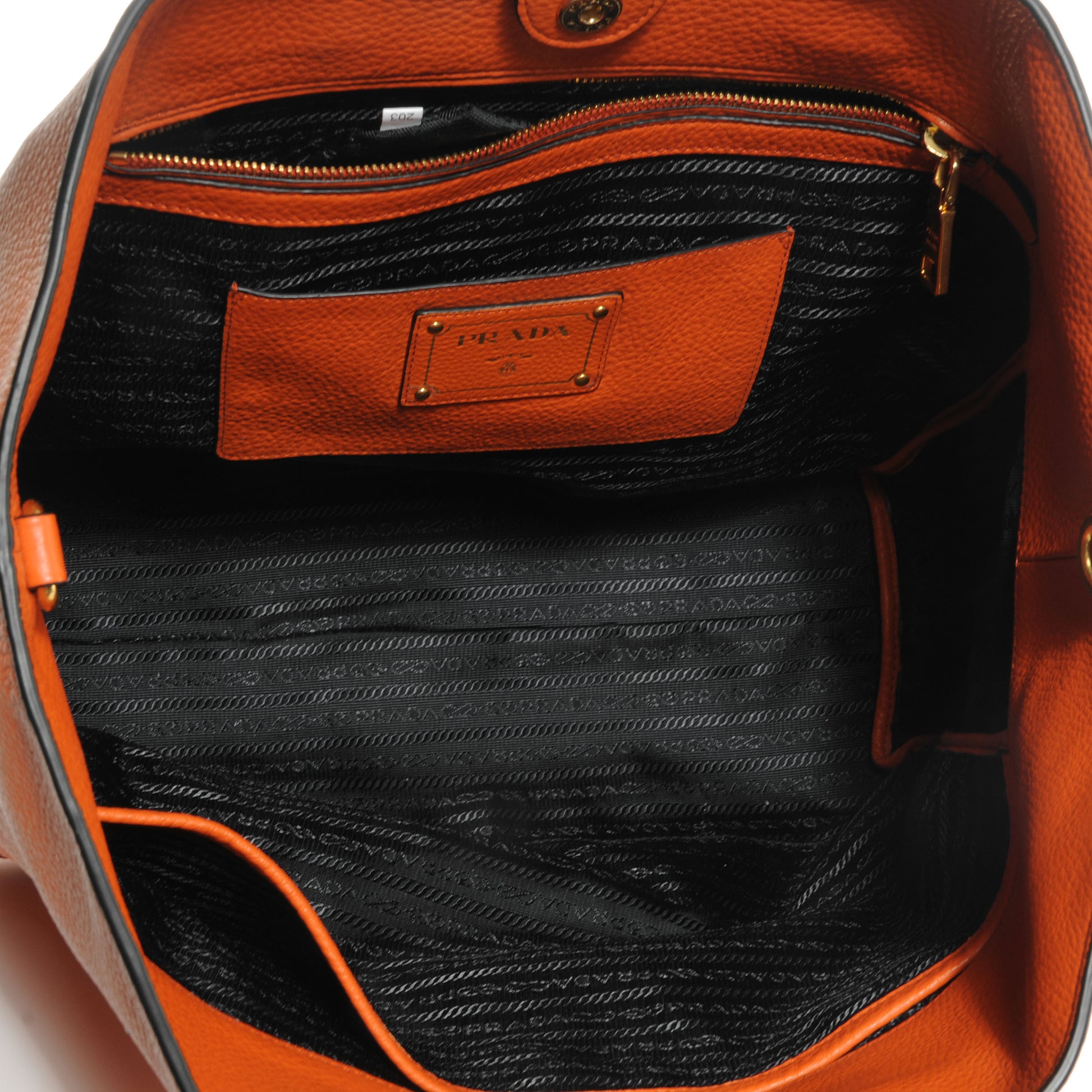 Prada Vitello Daino Leather Shopping Tote Papaya 5 of 10