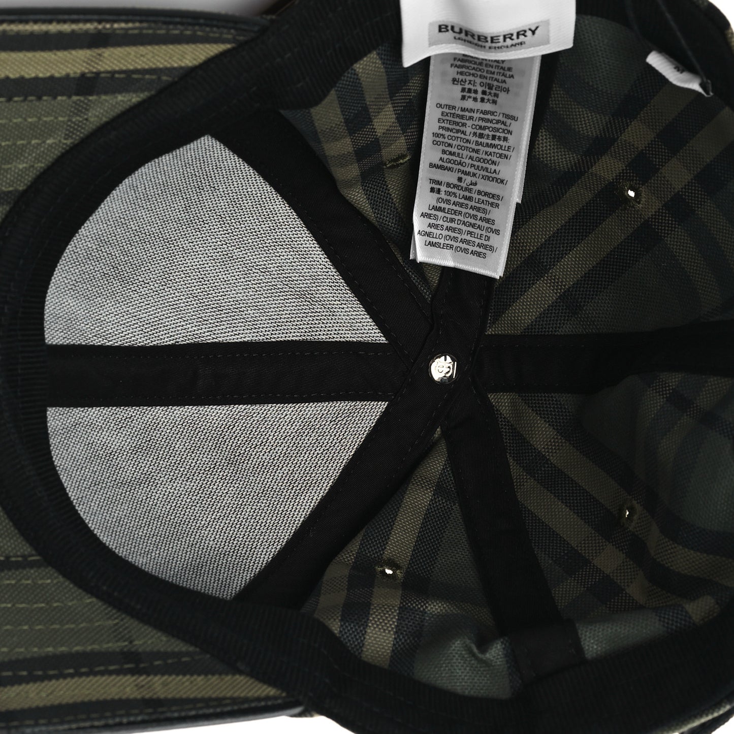 Cotton Icon Check Baseball Hat M Green