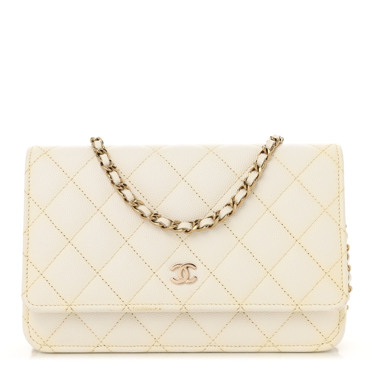 Caviar Quilted Wallet On Chain WOC White