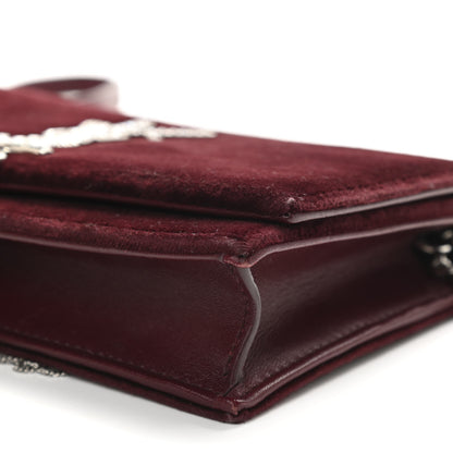 Saint Laurent Velvet Crystal Monogram Kate Tassel Shoulder Bag Burgundy 9 of 13