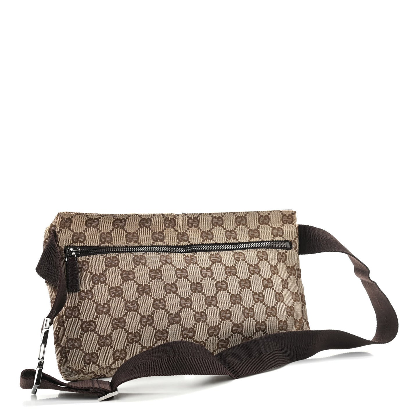 GG Monogram Double Pocket Belt Bag Dark Brown