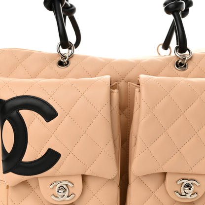 Chanel Calfskin Quilted Large Cambon Multipocket Reporter Beige Black 8 of 11