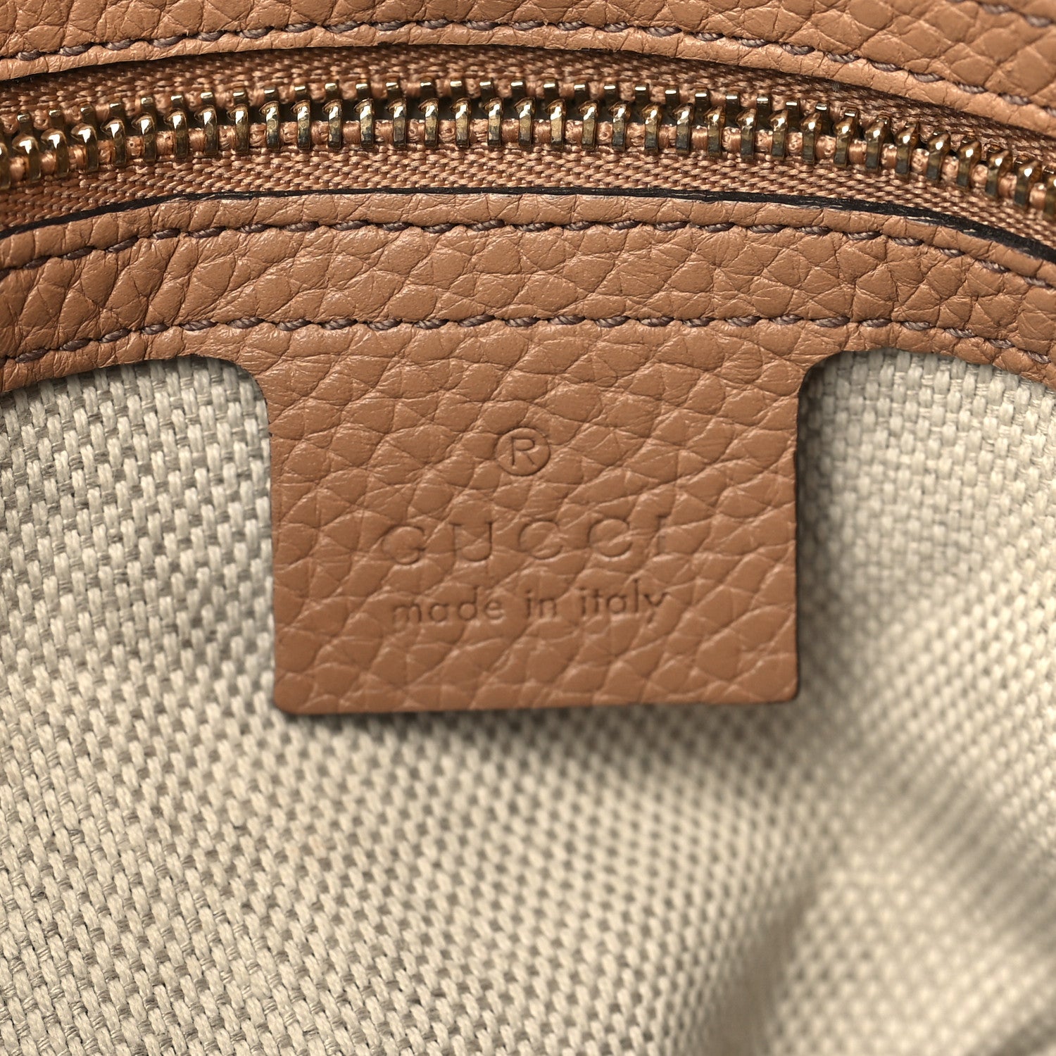 Gucci Pebbled Calfskin Medium Soho Chain Shoulder Bag Camelia 6 of 7