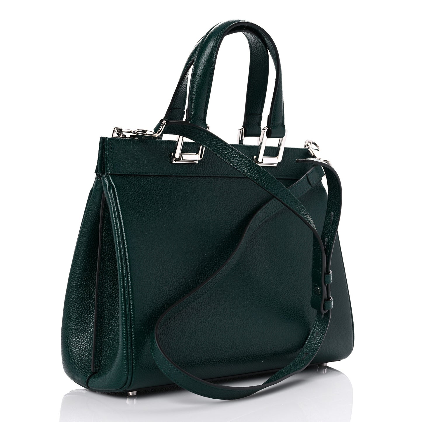 Grainy Calfskin Small Zumi Top Handle Bag Vintage Green