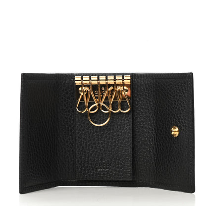 Gucci Pebbled Calfskin GG Marmont 6 Key Holder Black 4 of 4
