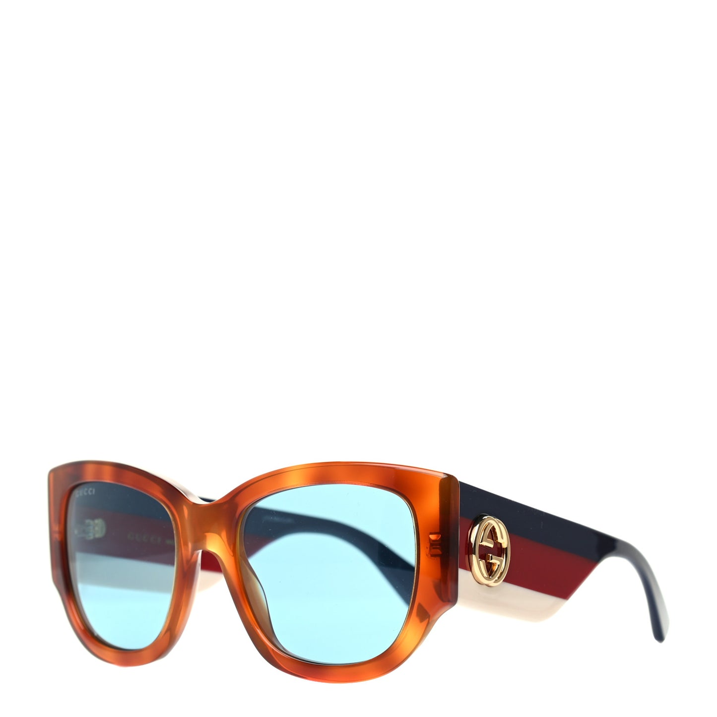 Acetate Web Oversized Frame Rectangle Sunglasses GG0276S Havana