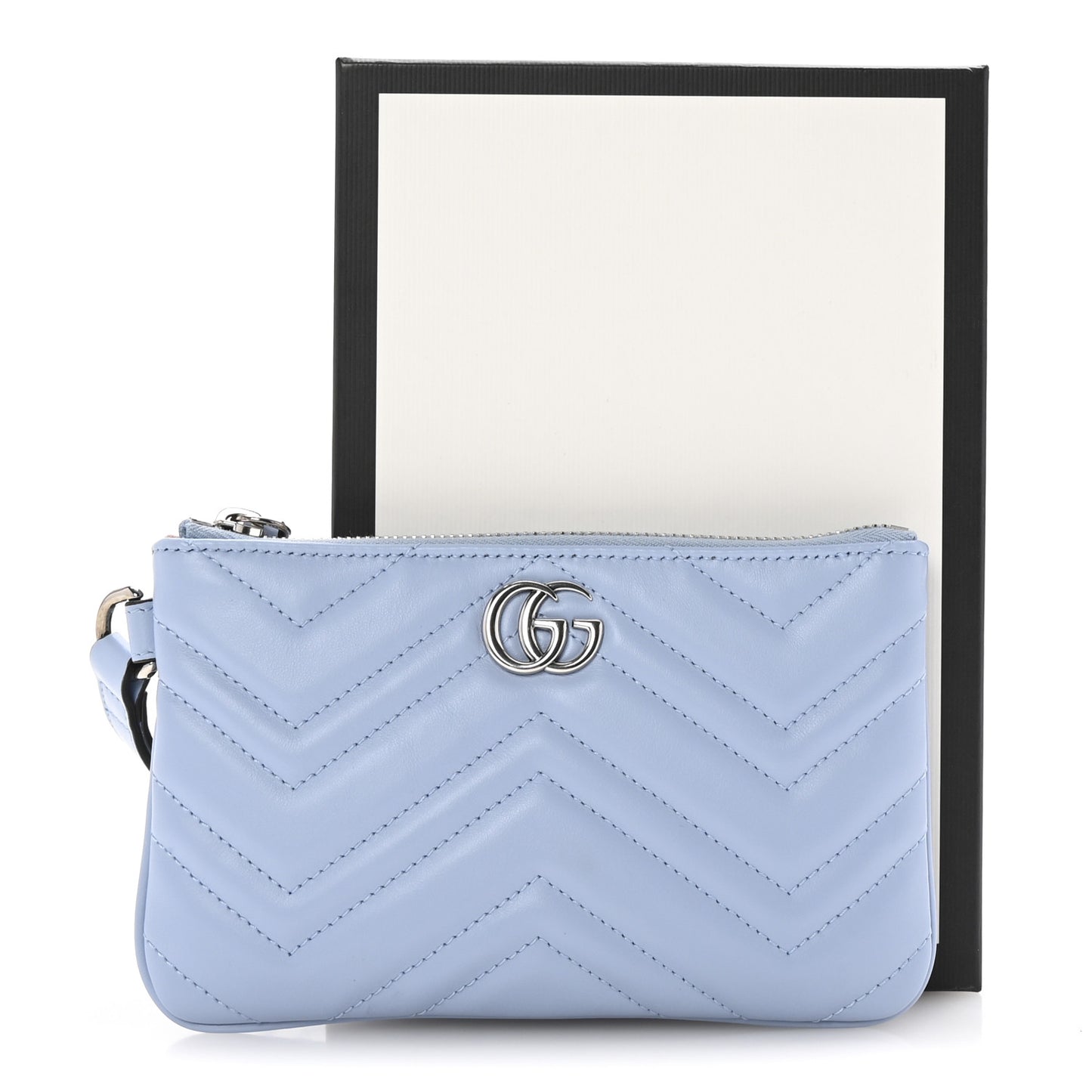 Calfskin Matelasse GG Marmont Wrist Wallet Porcelain Light Blue