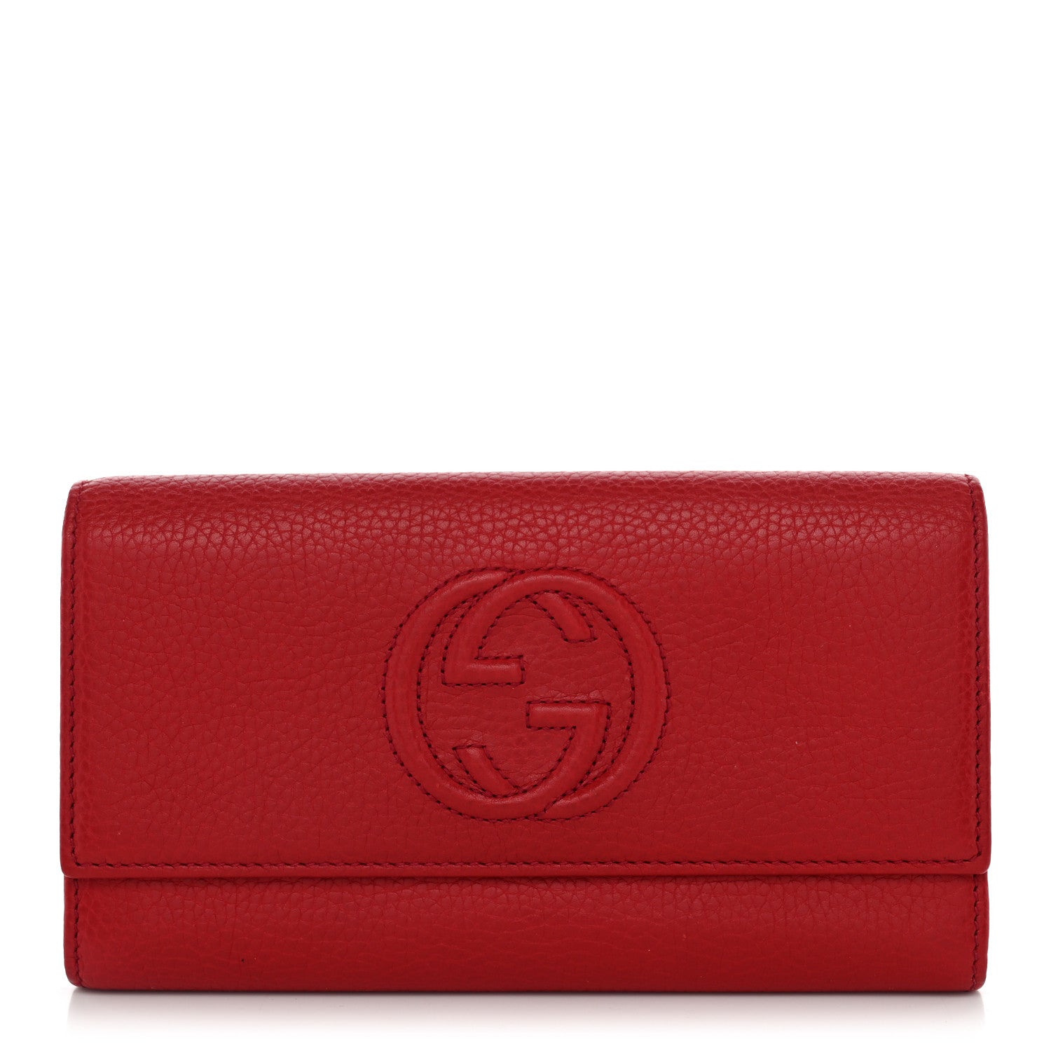 Gucci Pebbled Calfskin Large Soho Continental Wallet Red 1 of 8