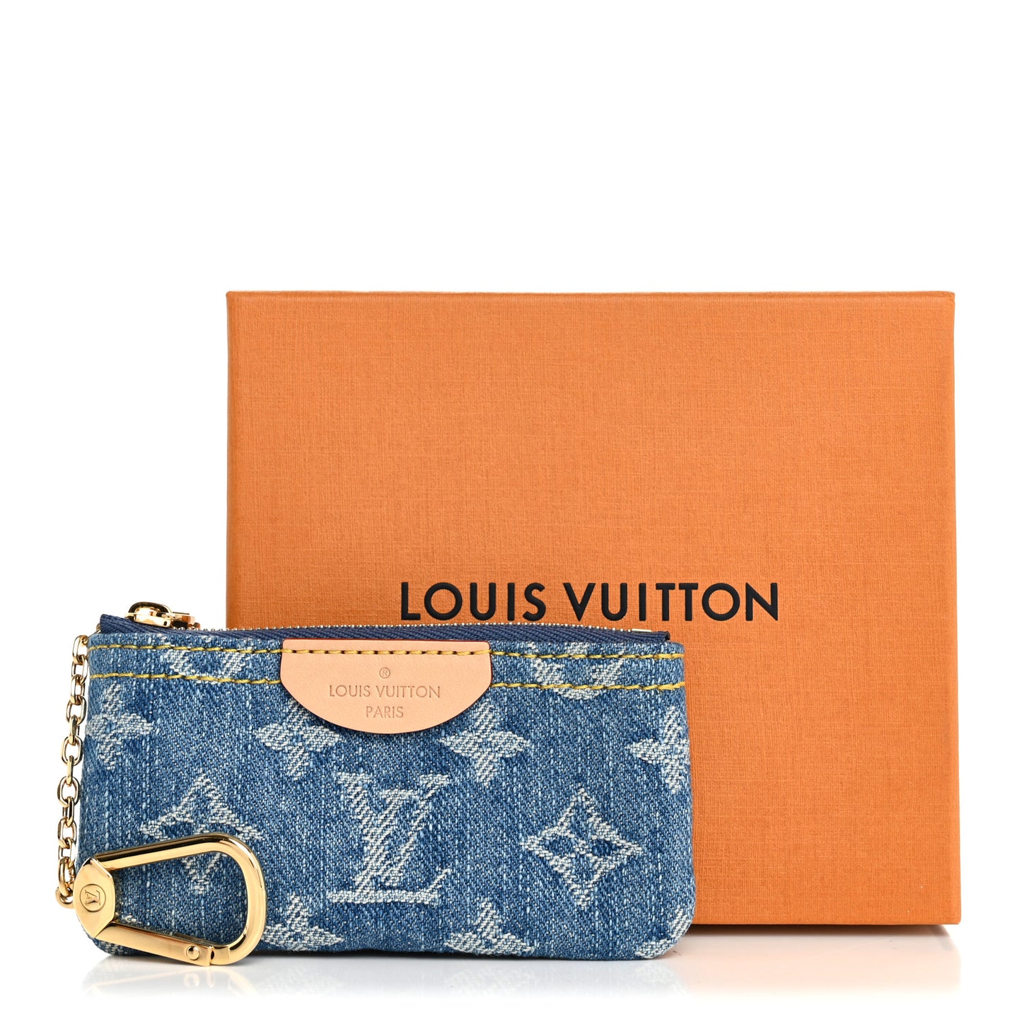 Monogram Denim Key Pouch Denim Blue