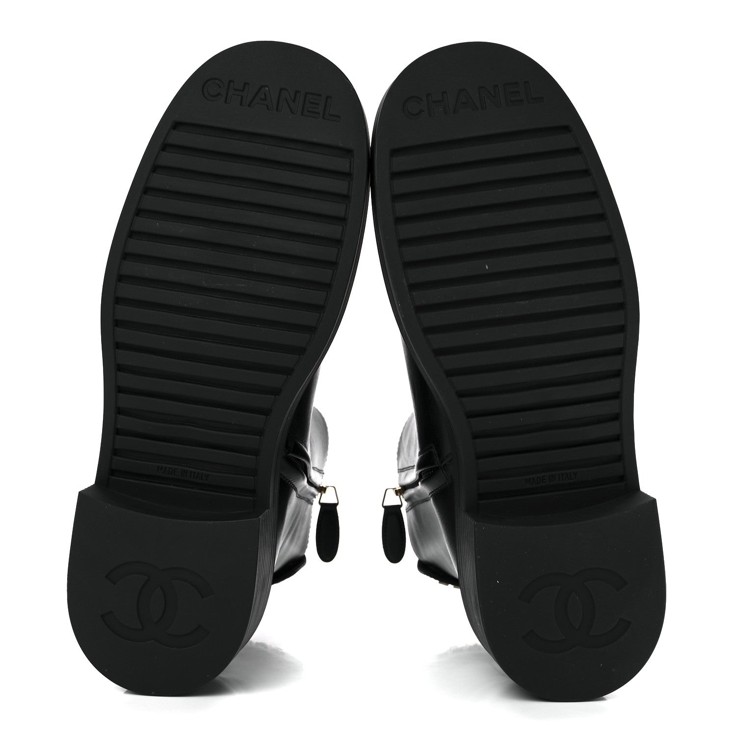 Chanel Calfskin Logo Boots 37.5 Black 6 of 9
