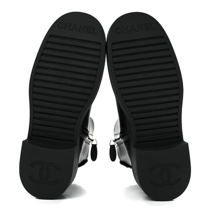 Chanel Calfskin Logo Boots 37.5 Black 6 of 9