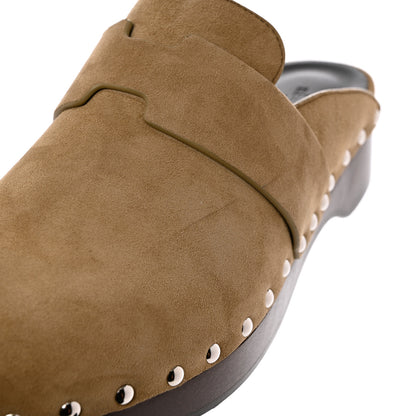 Hermes Suede Goatskin Calya Mules 40 in Beige Gobi 8 of 9