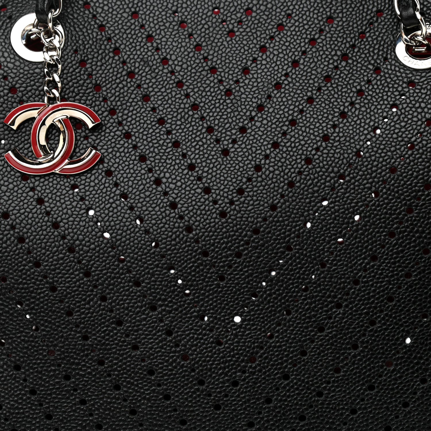 Chanel Perforated Grained Calfskin Small Shopping Tote Black 13 of 13