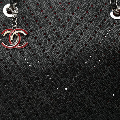 Chanel Perforated Grained Calfskin Small Shopping Tote Black 13 of 13