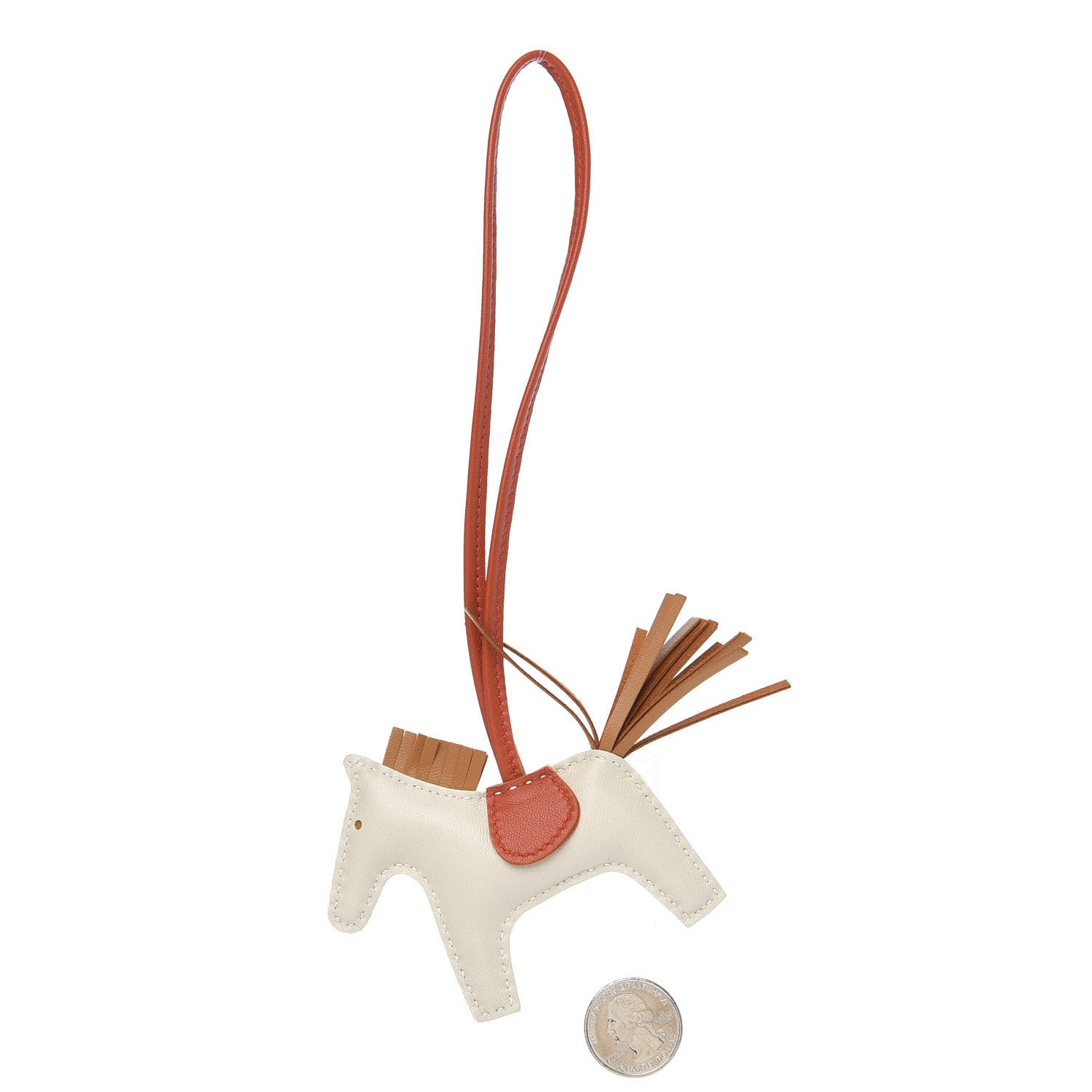 Hermes Milo Lambskin Grigri Rodeo Horse Bag Charm PM Craie Sesame Cornaline 2 of 4