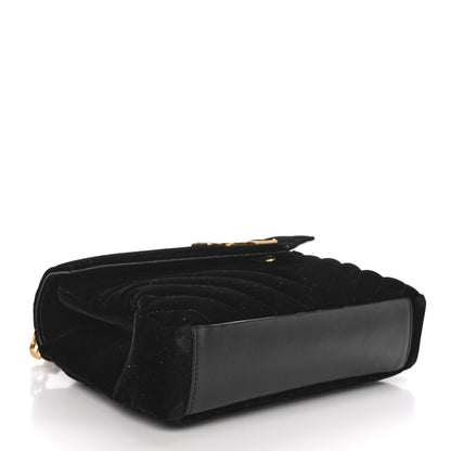 Saint Laurent Velvet Y Quilted Monogram Small Loulou Chain Satchel Black 4 of 11